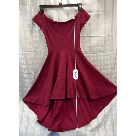 Windsor Womens Dress High Low Stretch Off Shoulder Color Red Burgundy Size S - Picture 5 of 16